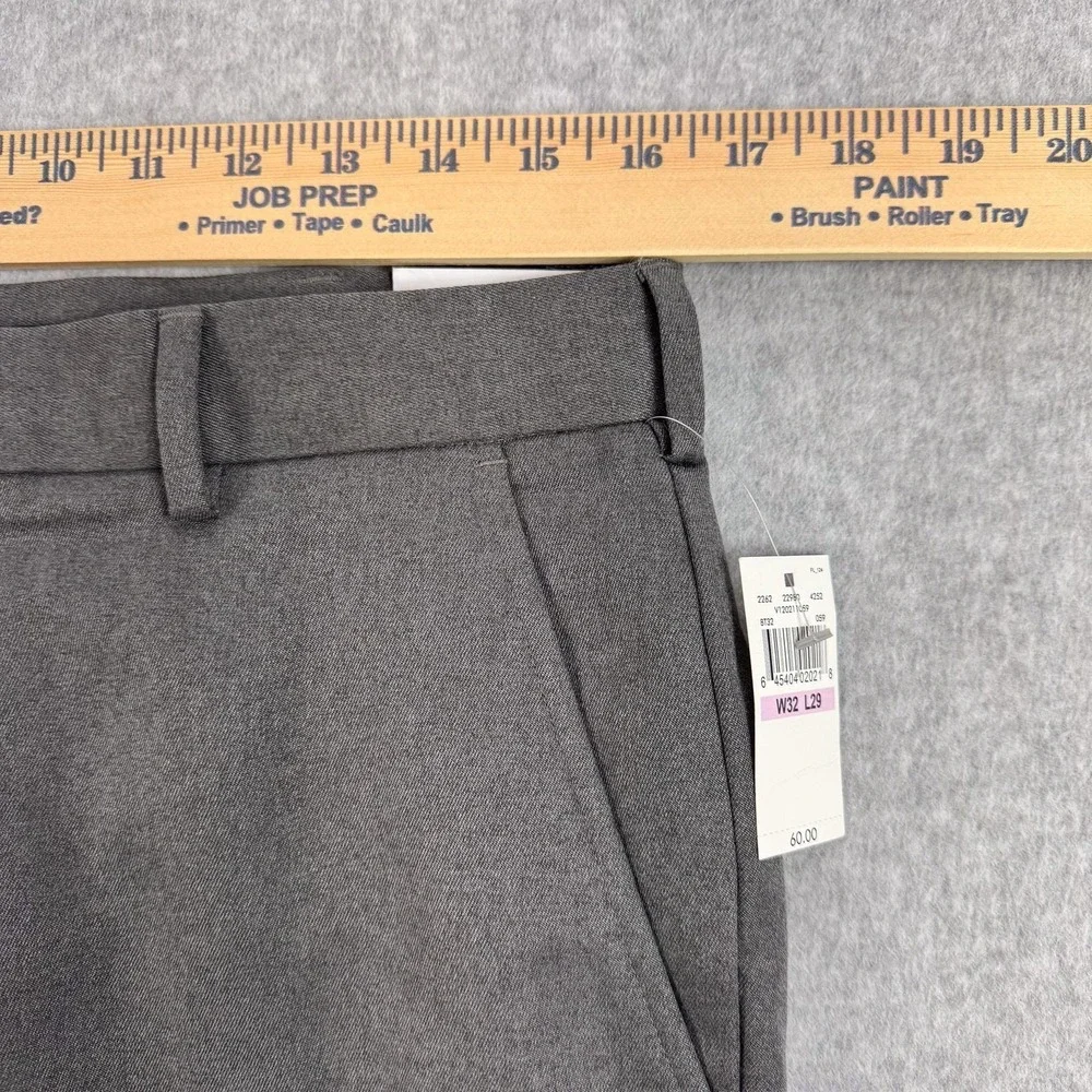 Van Heusen Traveler Dress Pants Mens 32x29 Gray Slim Premium Non Iron NEW $60